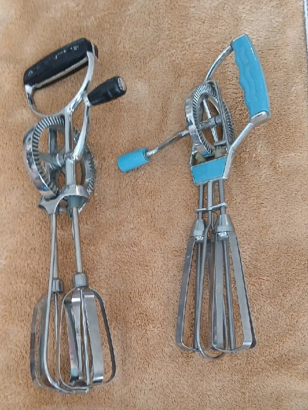 Pair Of Vintage Handheld Manual Egg Beaters.